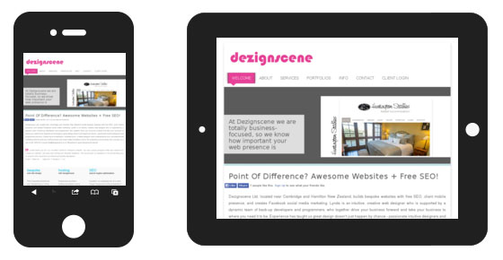 Mobile version of Dezignscene website